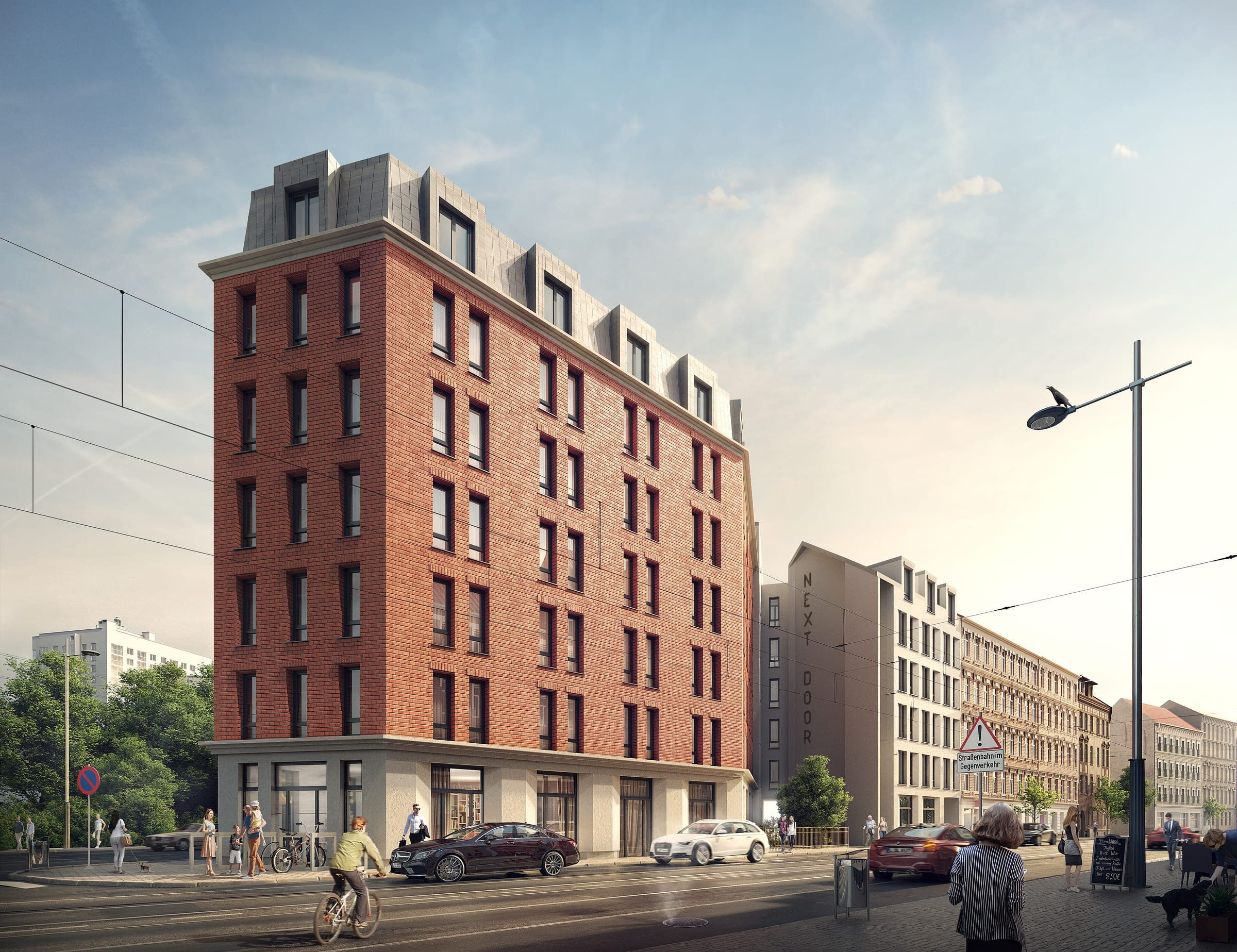 Visualisierung des Eckgebäudes Torgauer Straße / Wurzner Straße in Leipzig